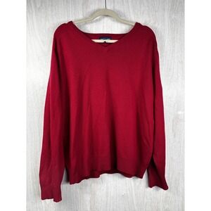 Alan Flusser Cashmere Sweater Mens Large Red V Neck Soft Luxe Classic